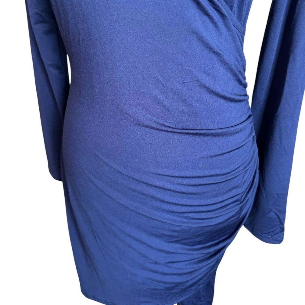Ouges Navy Blue V-neck Ruched Long Sleeve Bodycon… - image 15